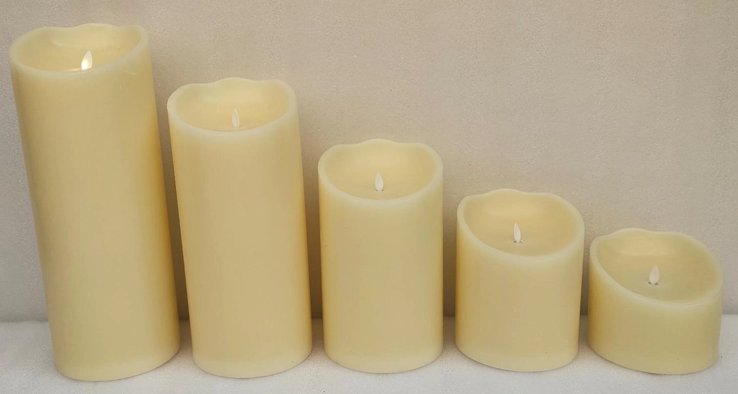 Real Wax Moving Flame LED Pillar Candle Cyl 15x25cm